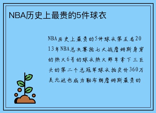 NBA历史上最贵的5件球衣